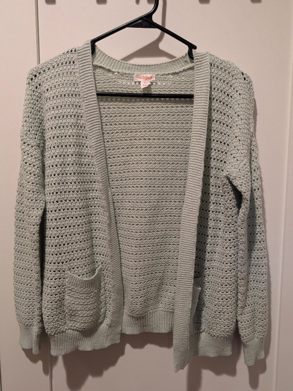 Cat & Jack Open-Front Ribbed Cardigan - Light Sage / Gray